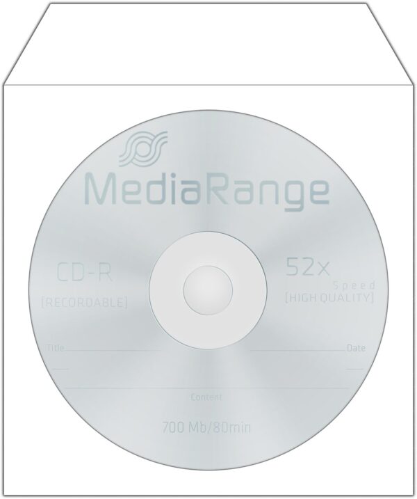 Bolsas Papel MEDIARANGE p/ CD/DVD individuais – Pack 50 Unidades