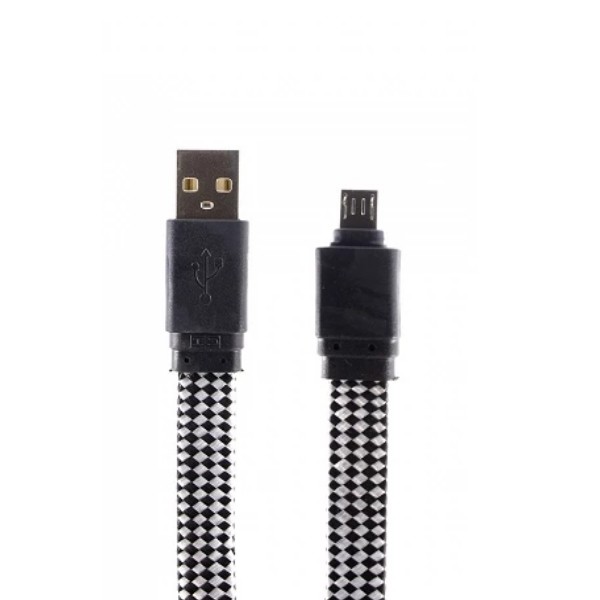 Cabo USB 2.0 APOKIN AP-01209 para Micro-USB - preto e branco