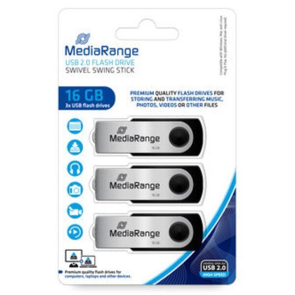 Pendrive MEDIARANGE MR910-3 16GB - Pack de 3 unidades